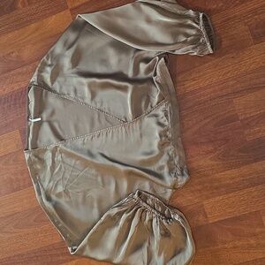 Free People Satin Wrap Top in Bronze